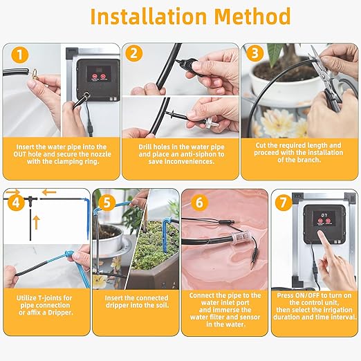 RISINGUP Solar Drip Irrigation System with Timer, Programmable Smart Watering with 2200mAh Battery, Automatic Plants Watering System for 30 Potted Plants Outdoor Garden, Patio, Balcony, Greenhouse