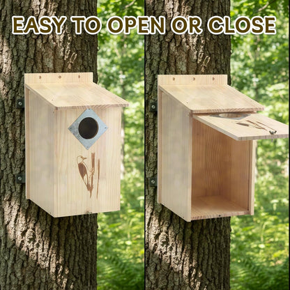 Outdoor Bluebird Weather Resistant Natural Cedar Nesting Box Bird House Easy Open Latch, and Metal Roof
