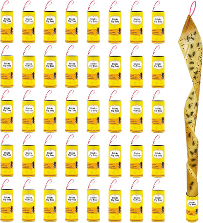 Stingmon 40 Pack Sticky Fly Trap Indoor, Fly Traps Outdoor Hanging, Fruit Fly Trap, Fly Strips Fly Tape Fly Killer Fly Catcher Fly Paper Fly Ribbon, Flying Insect Trap for Bug, Gnat, Insect, Mosquito