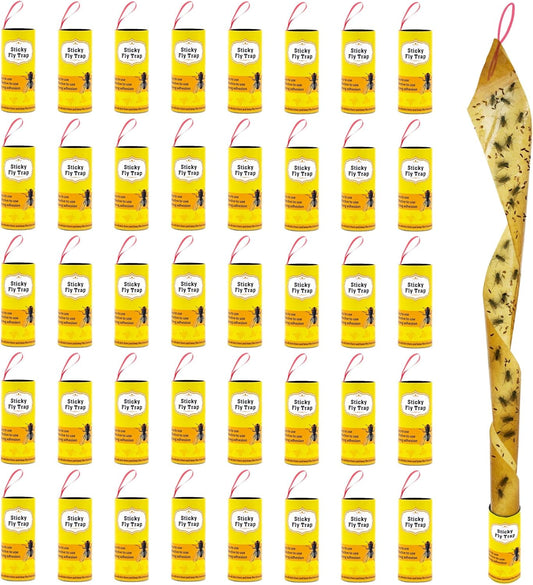 Stingmon 40 Pack Sticky Fly Trap Indoor, Fly Traps Outdoor Hanging, Fruit Fly Trap, Fly Strips Fly Tape Fly Killer Fly Catcher Fly Paper Fly Ribbon, Flying Insect Trap for Bug, Gnat, Insect, Mosquito