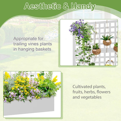 Metal Raised Garden Bed, Trellis Planters Bed with Drainage Holes for Climbing Plants, Vegetables Outdoor Privacy Screen with Planter Box 73"x35"x16", White