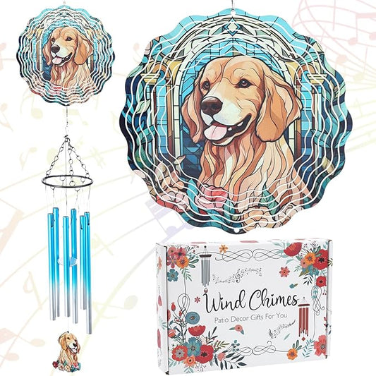 Dog Metal Wind Chimes - Windchimes Spinners Outdoors Decor Dogs Mom Gifts for Women Outside Indoor Hanging Decoration for Garden Patio Yard Porch Balcony Christmas New Year Birthday Gift