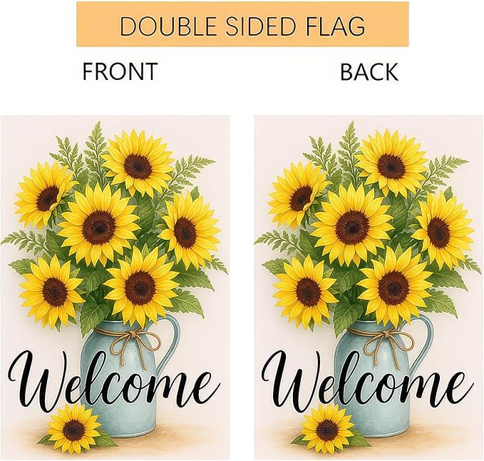 Garden Flags 12x18 Inch Halloween Garden Flag Double-Sided Sunflower Bouquet Welcome Fall Outdoor Yard Sign Porch Lawn Decor Seasonal Autumn Flowers Thanksgiving Decor