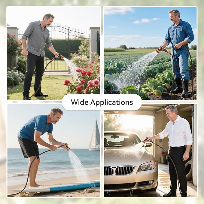 Giraffe Tools Stainless Steel Garden Hose Reel with 5/8" x 100 ft Heavy Duty Hose, Wall/Floor Mounted Metal Water Hose Reel with Crank Handle