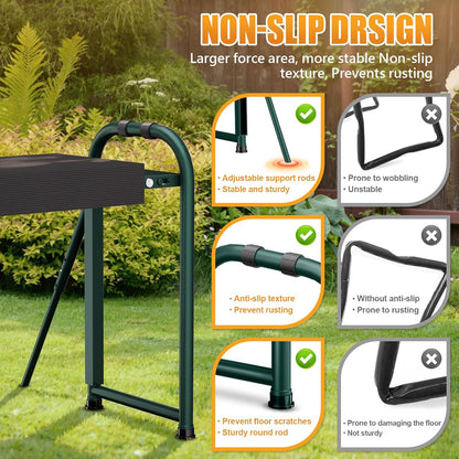 seasky Foldable Garden Kneeling and Seat, Anti-Tipping Garden Bench Widened Thick Soft Kneeling Pad, Heavy Duty Gardening Stool with Tool Bag,Gardening Gift for Women