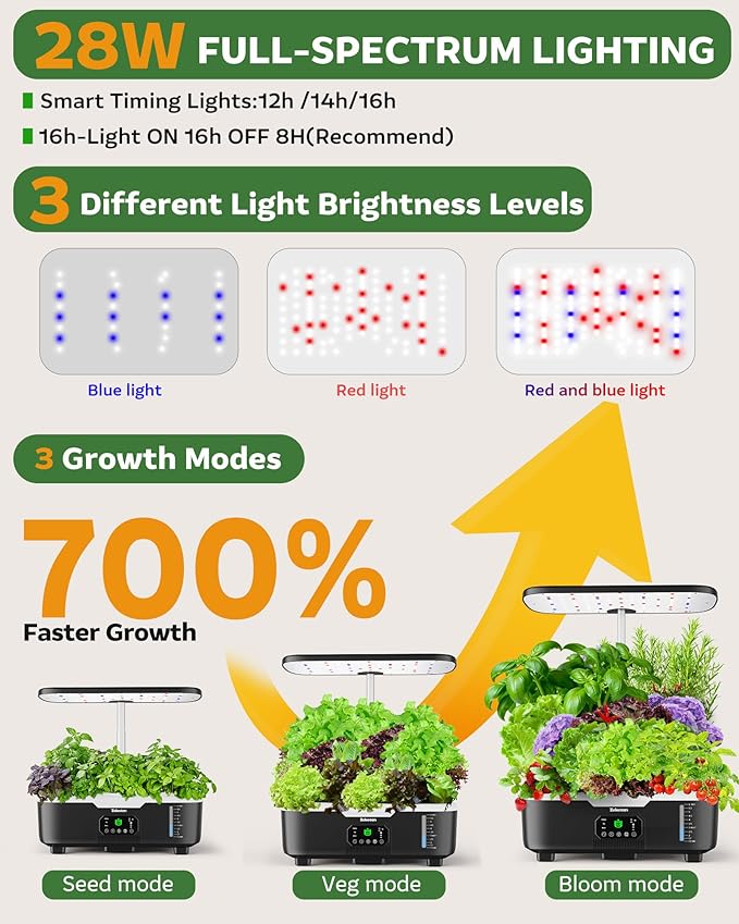 Misting Hydroponic Growing System Kit 15-Pods Indoor Smart Herb Garden Planter with LCD Touch Panel 6L Large Tank for Herb/Vegetables/Flowers/Fruits,Birthday&Christmas Gifts for Gardening Beginners