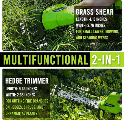 STEELITE Hedge Trimmer Cordless, 21V Handheld Shrub & Bush Trimmer Electric with 2 x 2.0Ah Batteries, Fast Charger, Mini Grass Trimmer for Effortless Trimming