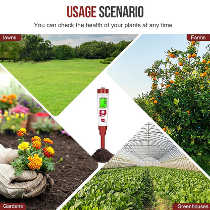 Soil pH Test Meter for Gardener, Direct Measurement Soil Test pH for House Plant, Digital Soil pH Meter and Temperature with High Accuracy for Garden, Grass,Lawn, Greenhouse,Outdoor and Yard Use