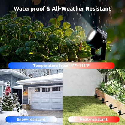 Smart RGBW Spot Lights Outdoor, 8 Pack Low Voltage Landscape Lighting with APP & Remote control, Waterproof and Timing, Color Changing Outdoor Spot Lights for Yard Christmas Halloween Spotlights