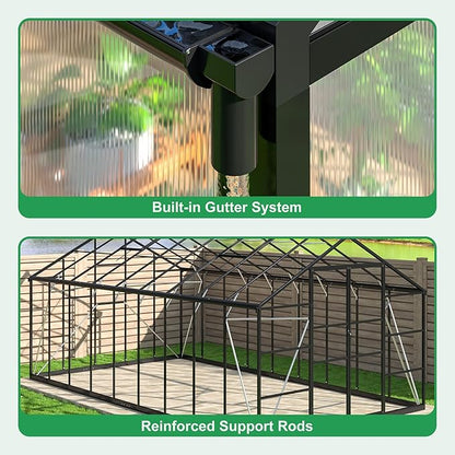 WKM 10x18 FT Greenhouse for Outdoors, Polycarbonate Greenhouse with Quick Setup Structure and Roof Vent, Enhanced Aluminum Green House for Garden Backyard, Black