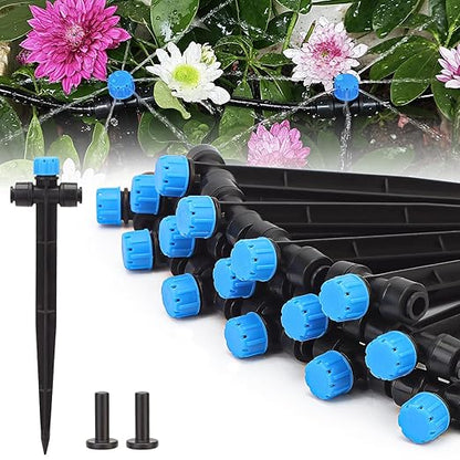 1/4 Inch Drip Irrigation Emitters,30 Pcs Push-to-fit Drip Emitters for 1/4" Irrigation Tubing 360 Degree Adjustable Water Flow Irrigation Drip Head Irrigation Drippers for Plant Flower Garden Watering