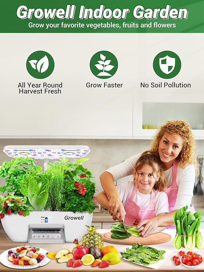 Hydroponics Growing System Kit, 17 Pods Herb Garden with 102 28W Full-Spectrum Grow Lights & 2 Fans, Indoor Garden with Water Pump, 10L Water Tank, Auto Timer, Height Adjustable (White & Grey)