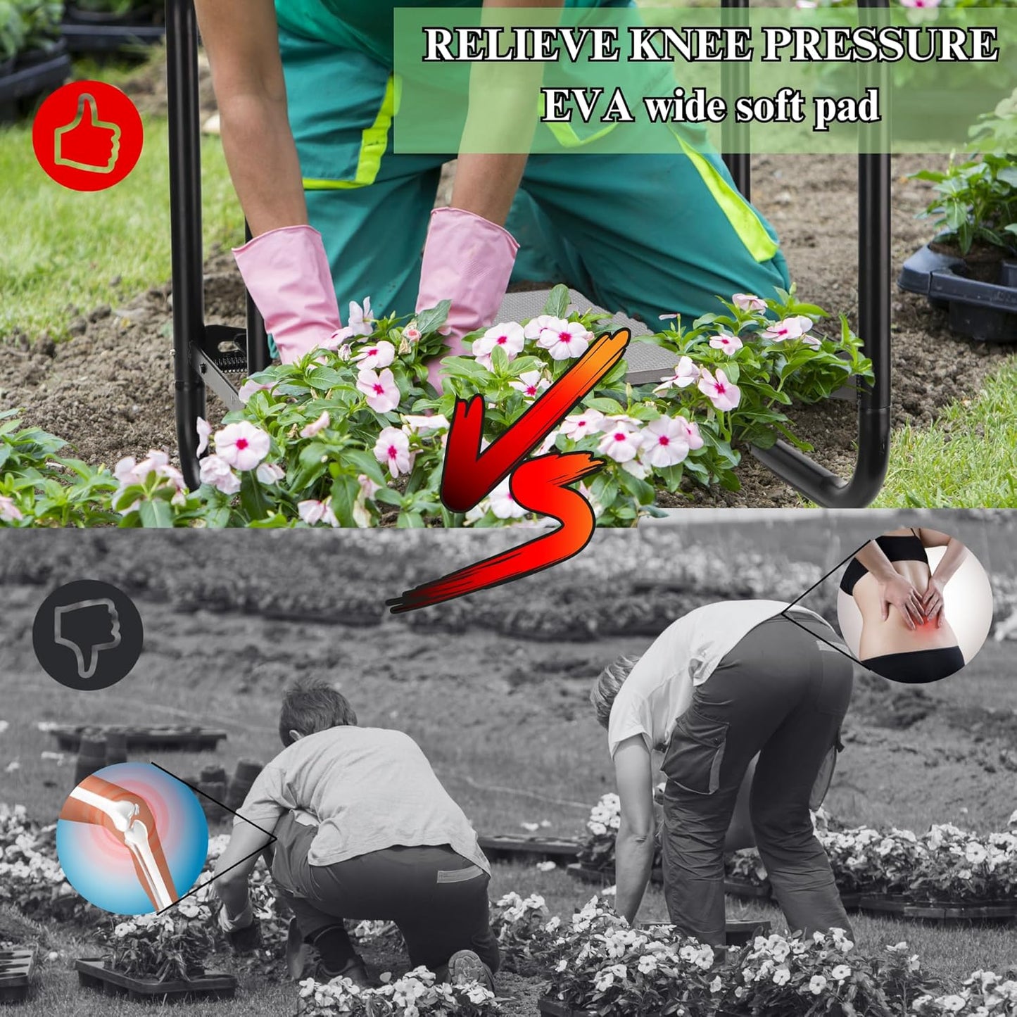 Padded Foldable Garden Kneeler and seat, Sturdy-2 in 1 Garden Stool with Cushion, Portable Gardening Tool for Outdoor use，Ergonomic Stool for Gardening with Durable Support,