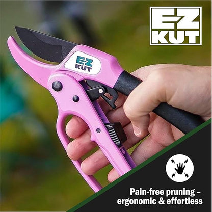 EZ Kut Heavy Duty Pruners Ratchet Hand Pruner with Ratcheting Action Great Garden Hand Tool Clippers Gardening pruners arthritis tools Ratcheting Anvil Hand Pruner Pruning Shears Heavy Duty Since 1988