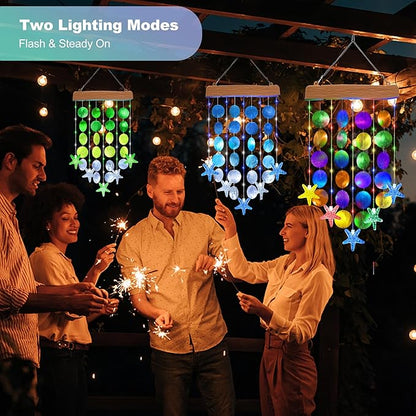 Toodour Solar Wind Chimes for Outside, Birthday Gifts for Women Mom Grandma, Waterproof 2 Modes Shells Solar Powered Outdoor Lights for Patio Holiday Garden Porch Yard Outdoor Decor - Multicolor