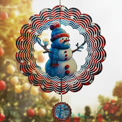 3D Snowman Wind Spinners for Yard and Garden Christmas Decor 12 Inch Outdoor Metal Stainless Steel Wind Spinner Unique Gift Xmas Wind Sculptures