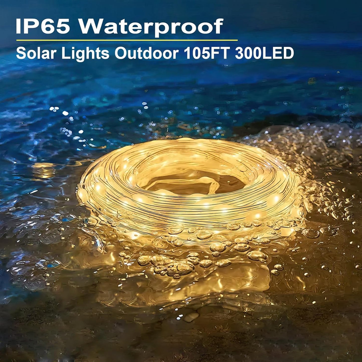 New Upgraded Solar Rope Lights 500 LED 170ft 19 Modes Solar Powered & USB Rechargeable String Lights Outdoor Waterproof with Remote Timer Dimmable for Pool Yard Party Wedding Christmas (500LED-Warm)