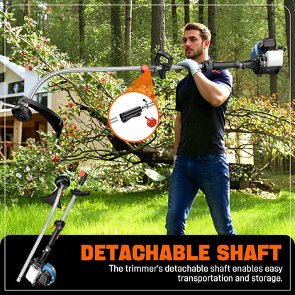 SENIX 4QL 26.5 cc Gas Weed Wacker, GTC4QL-L String Trimmer and Edger Lawn Tool with Curved Shaft, Front D-Handle, Bump Feed, 17 Inch Cutting Width