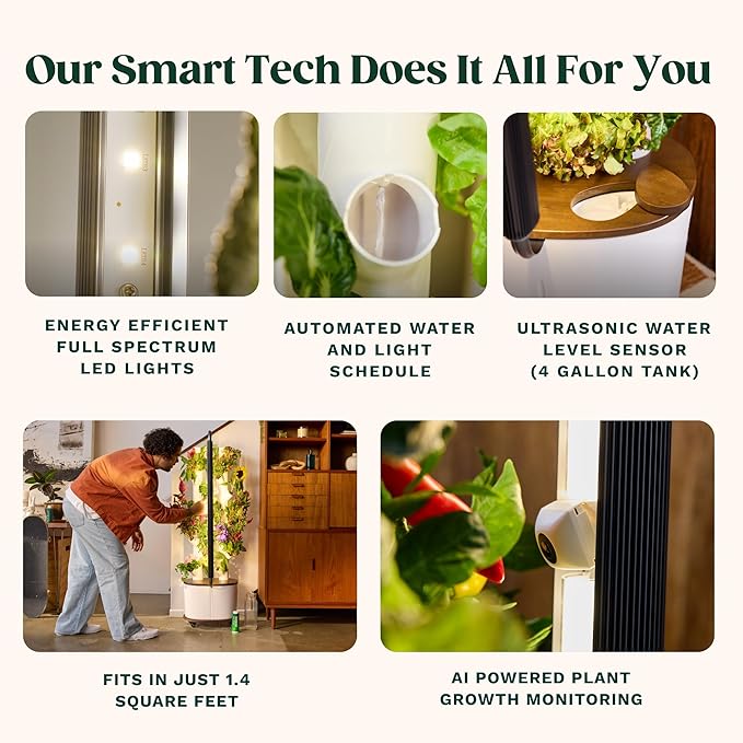 Gardyn Studio Vertical Hydroponics Growing System Kit - 16 Non-GMO Plants, Herbs, Vegetables - Tower Garden - Hydroponic Herb Garden Planter Indoor Kit - Indoor Gardening System with LED Grow Lights