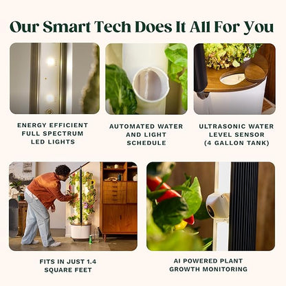Gardyn Studio Vertical Hydroponics Growing System Kit - 16 Non-GMO Plants, Herbs, Vegetables - Tower Garden - Hydroponic Herb Garden Planter Indoor Kit - Indoor Gardening System with LED Grow Lights