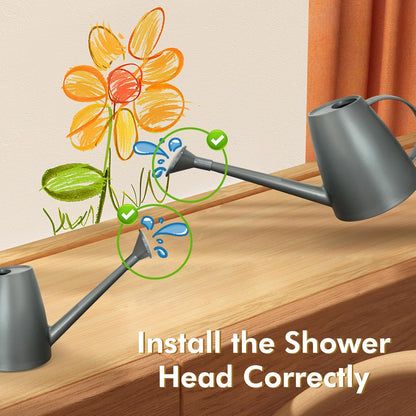 Watering Can for Indoor Outdoor Plants, Modern Small Watering Cans with Removable Nozzle, Long Spout Watering Can for Indoor Bonsai Plants Garden Flowers 1/2 Gallon 1.8L 60OZ (Grey)