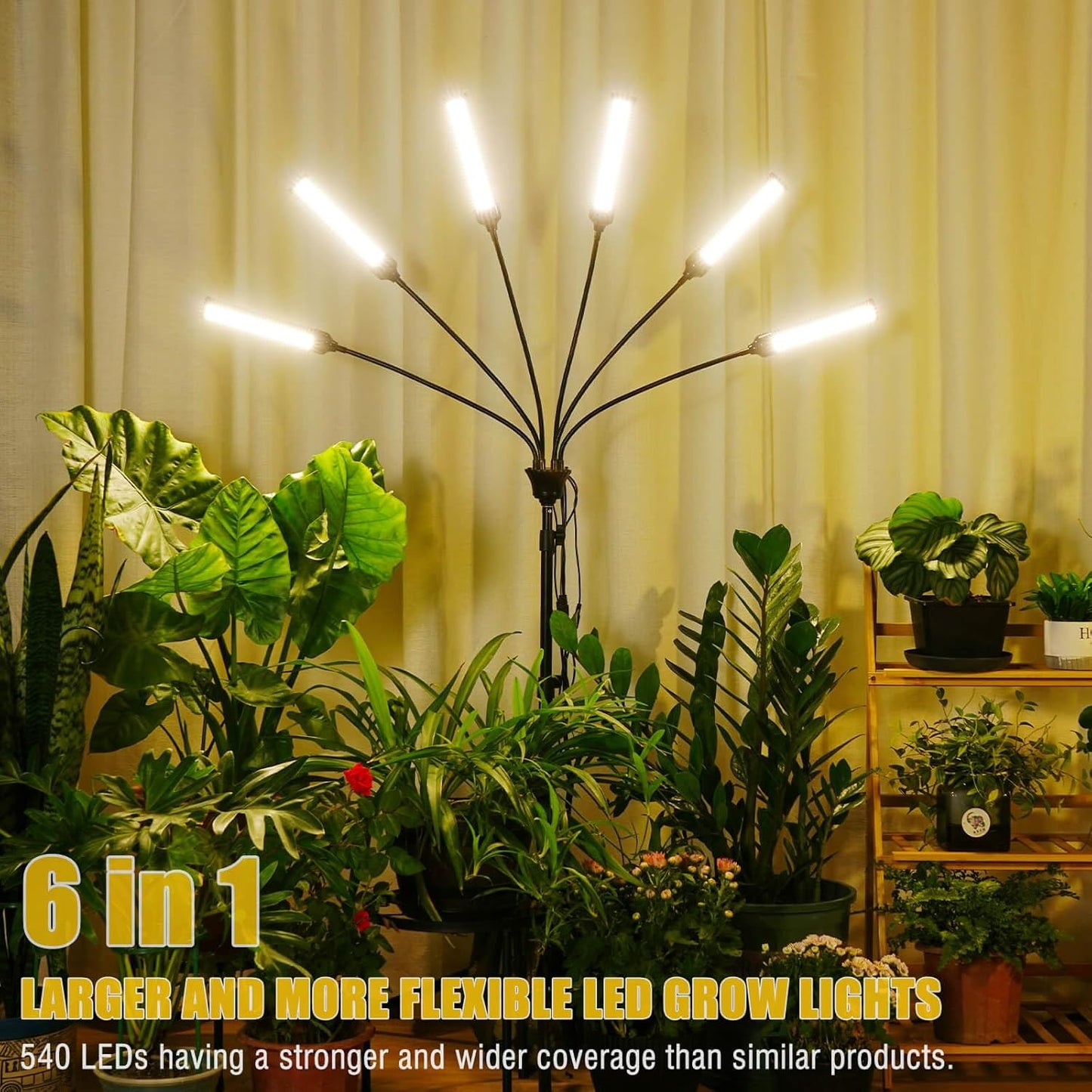 LED Grow Lights for Indoor Plants Full Spectrum, 540 LEDs Plant Lights for Indoor Growing with 58" Adjustable Stand, Plant Grow Lights with Auto 3/6/9/12/15/18H Timer for Indoor Tall Plants.