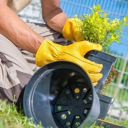 Leather Work Gloves for Men & Women, Reinforced Durable Gardening Gloves,Cowhide Work Gloves,Puncture & Cut Resistant