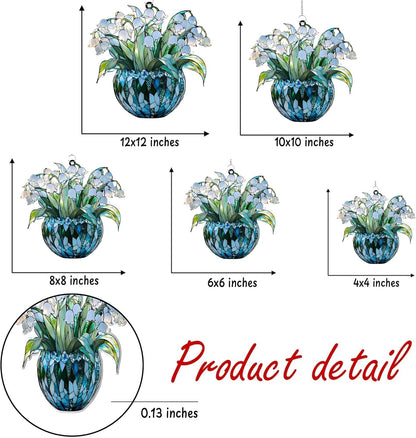 Lily of The Valley May Month Flower Acrylic Suncatcher Stained Glass Effect Window Car Hanging Christmas Ornament Indoor Outdoor Decor Garden Sun Catcher for Flower Lover Gift for Women Mom Grandma