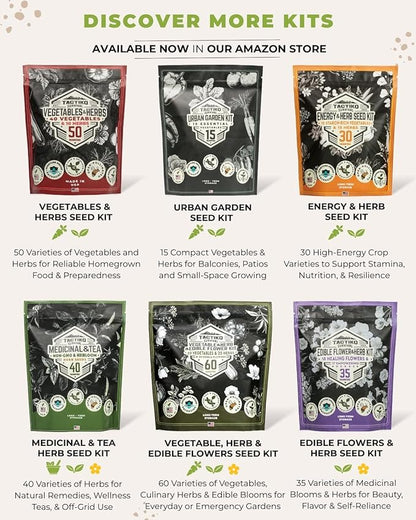 15 Tactiko Rapid Growth Microgreens & Vegetable Seed Kit – Heirloom Non-GMO Grown in USA – for Everyday or Survival Use – Sprout Indoors or Grow Full-Size Veggies in Soil, Containers, or Hydroponics