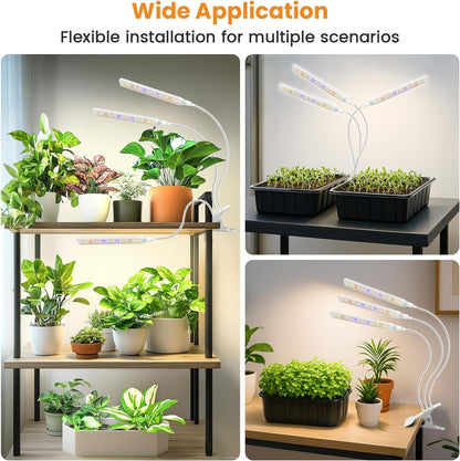Kullinss White Grow Light, Clip On Plant Lights for Indoor Growing with 6/12/16H Timer, 3 Color Modes, DC Plug, 30W 171 LEDs Full Spectrum Plant Lamp, Grow Lights for Indoor Plants, Herbs, Seedlings