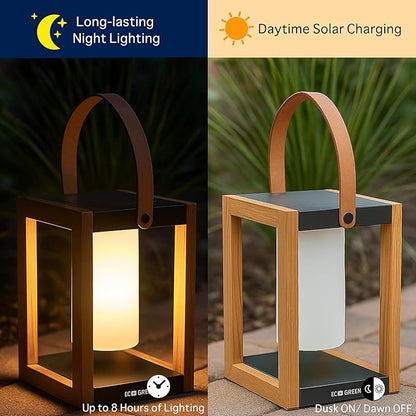 EcoGreen Solar Lantern with Handle – 7.87x12.2 in Waterproof Outdoor Solar Light, Warm White, 8H Auto-On, Portable for Patio, Yard, Pathway, Porch & Camping (Single Pack)
