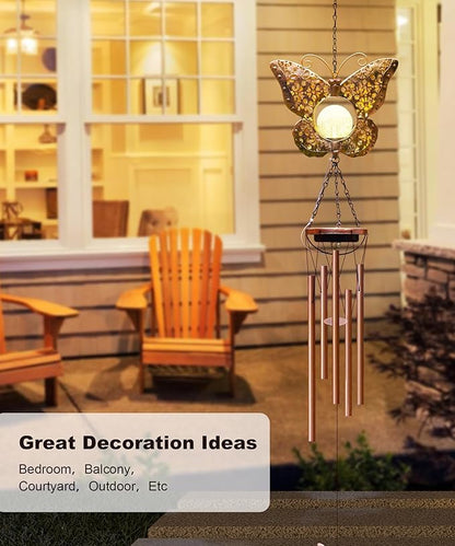Wind Chimes Outdoor Indoor Decor: Birthday Gifts for Mom Grandma - Outside Lights for Garden Yard Patio Porch(Butterfly)