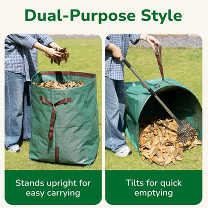 GreatBuddy Lawn Bag, 40 Gallon Yard Waste Bags, Heavy Duty PP Garden Leaf Bags for Leaves, Grass and Debris, Reusable & Foldable Leaf Collector with Handles, Wide Opening and Self-stand Design, 2 Pack