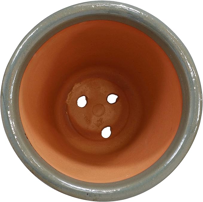 Sunnydaze Large Ceramic Plant Pot - Round Outdoor Glazed Ceramic Planter Pot with Drainage - Gray - Studio - 15"