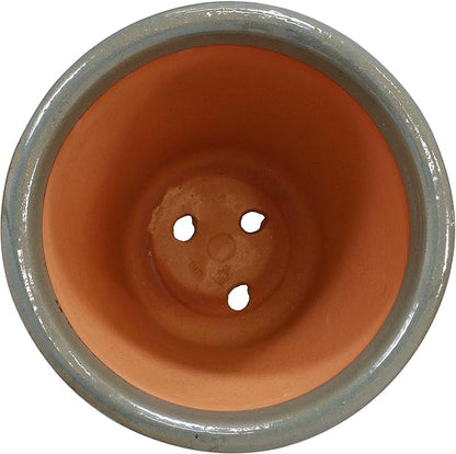 Sunnydaze Large Ceramic Plant Pot - Round Outdoor Glazed Ceramic Planter Pot with Drainage - Gray - Studio - 15"