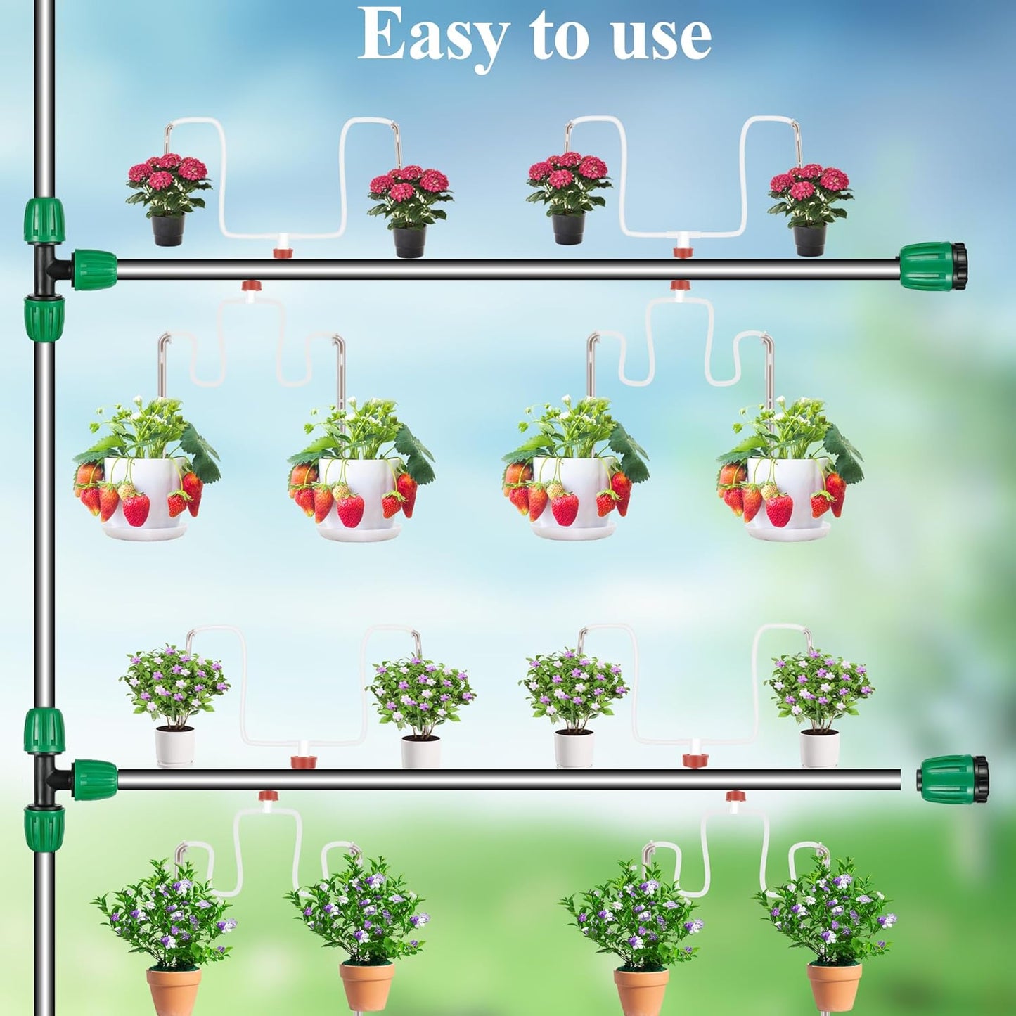 20 Pack Automatic Irrigation Dripper Stake Assembly, 1 GPH Irrigation Dripper Emitters for 2-Way 23.6 inch Irrigation tubing,Drip Emitters Bend Arrow Sprinklers for Garden Pots Irrigation Systems