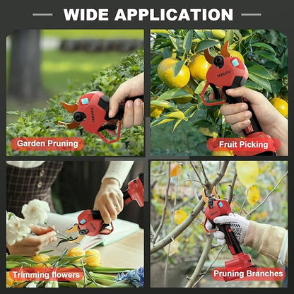 Cordless Electric Pruning Shears, 1.6" Cutting Diameter Power Pruner, Brushless Branch Cutter with LCD Display, Dual 2.0Ah 21V Battery Powered Trimming Scissors for Gardening Tree Pruning