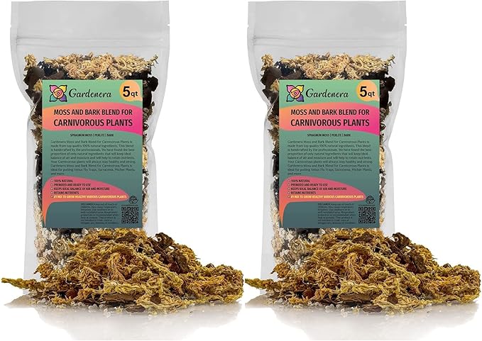 Premium Sphagnum Moss, Perlite and New Zealand Pine Bark Blend for Carnivorous Plants - 10 Quart - Perfect for Venus Fly Traps, Pitcher Plants, Sarracenia, Butterworts, and Sundews by GARDENERA