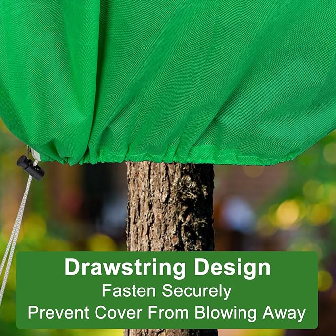 SPORTYOUTH 4 Pack Plant Covers Freeze Protection, 32" x 47.2" Winter Frost Blankets Cloth with Zipper Drawstring, 2.4 oz Reusable Jacket Cover Bags for Outdoor Plants Shrub Bush Tree Potted