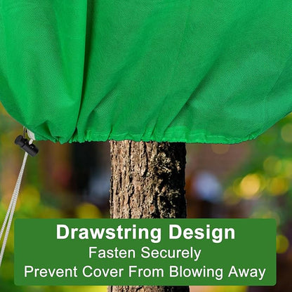 SPORTYOUTH 4 Pack Plant Covers Freeze Protection, 32" x 47.2" Winter Frost Blankets Cloth with Zipper Drawstring, 2.4 oz Reusable Jacket Cover Bags for Outdoor Plants Shrub Bush Tree Potted
