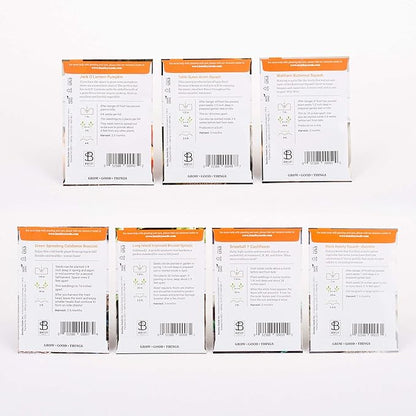 Seed Starter Kit – Harvest Garden | Non-GMO | Heirloom Seed Packets | Natural Wood Row Markers | Sustainable Healthy Living | Thanksgiving Garden | Fall Harvest