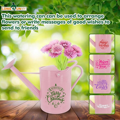 Galvanized Iron Watering Can for Indoor Plants, DIY Watering Cans for House Plant Garden Flower, Long Spout Water Can for Outdoor Watering Plants 7.57L 2 Gallon (Pink)