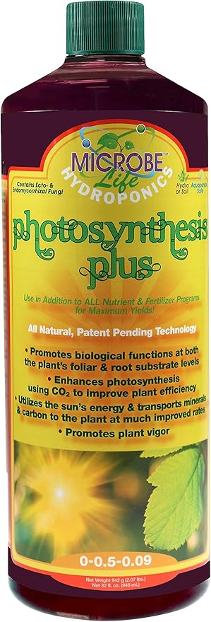 Microbe Life Hydroponics Premium Photosynthesis Plus to Grow Fruits, Vegetables, and Herbs, The Best Professional Big Bud Grow, Use with Any Feeding Systems Including Hydroponics or Soil, 32 Ounces