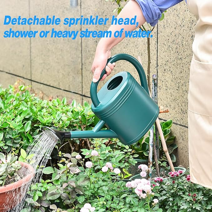 Watering Can 1 Gallon for Indoor Plants, Garden, Outdoor Plant House Flower, Gallon Large Long Spout with Sprinkler Head (Blue)