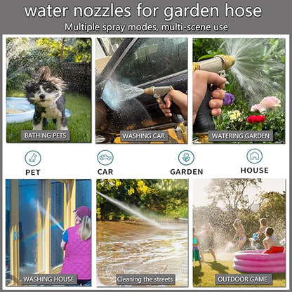 Heavy Duty High Pressure Garden Hose Nozzle, adjustable spraying mode Metal Water Hose Nozzle for Car Washing, Yard Plant Watering, Pets & Windows