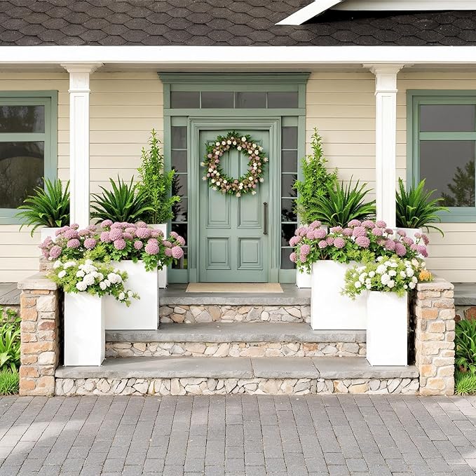 Set of 2 Outdoor Planters 38"W x 10.2"D x 30"H- Tall Rectangular Planters for Outdoor Patio/Porch, All-Weather with Anti-dumping Kit, Durable Galvanized Steel, Modern Design for Plants, Flower