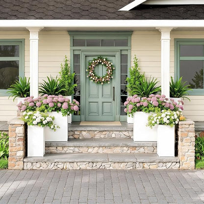 Set of 2 Outdoor Planters 38"W x 10.2"D x 30"H- Tall Rectangular Planters for Outdoor Patio/Porch, All-Weather with Anti-dumping Kit, Durable Galvanized Steel, Modern Design for Plants, Flower