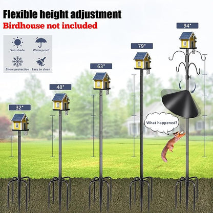 Gtongoko Smart Bird Feeder Pole Squirrel Proof 94 Inch with 4 Shepherds Hooks Hanging Bluebird House Pole for Outdoors Squirrel Baffles for Feeders Metal Heavy Duty Mounting Kit