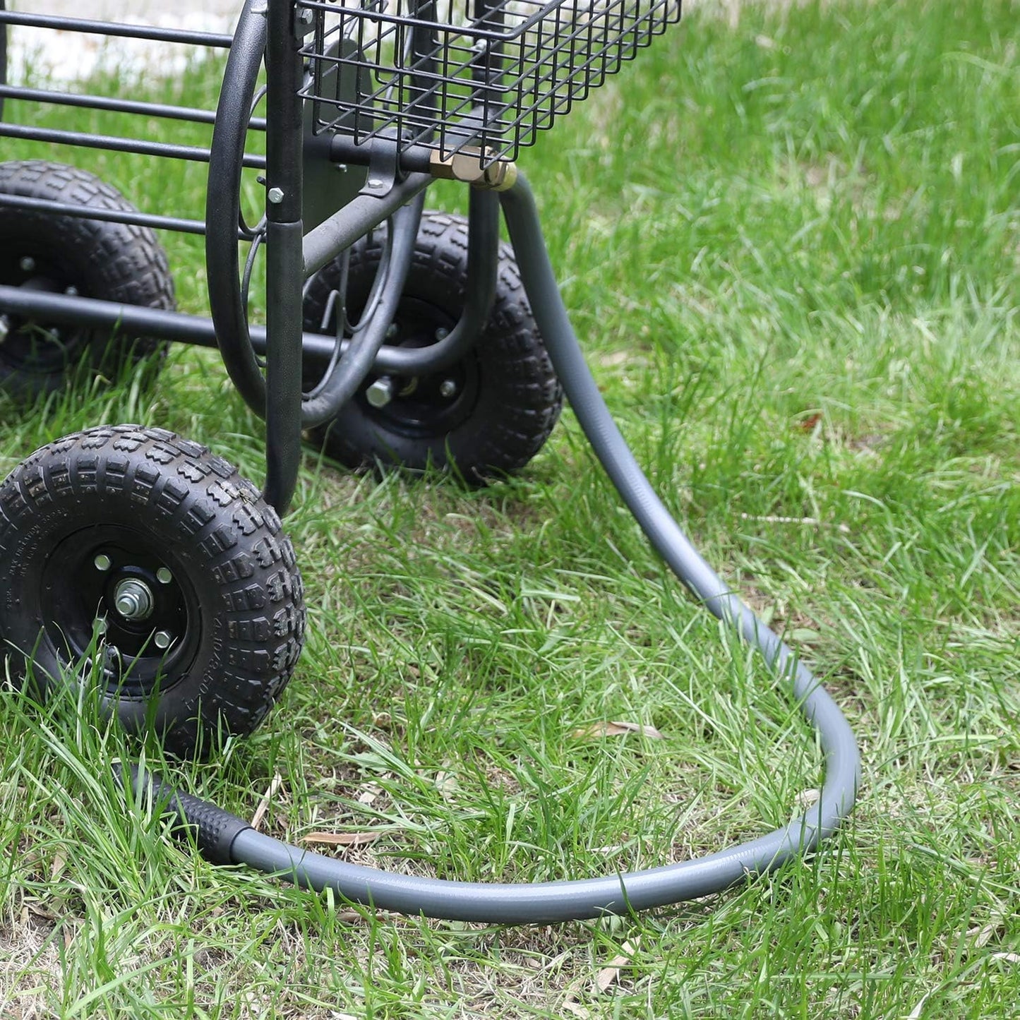 Worth Short Lead-in Gray Garden Hose 3/4 in. x 5 ft. -Kink Free, No Leaking, Male/Female Fittings -Heavy Duty Durable Flexible Lightweight Water Pipe -Brass Aluminum Ends for Household & Commercial