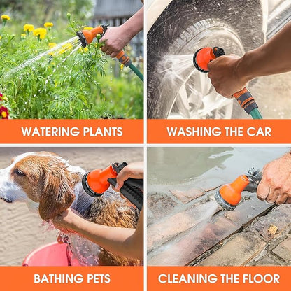 Retractable Garden Hose Reel 1/2 Inch x 100ft Wall Mounted, Auto Lock & Slow Retraction System, 8-Function Spray Nozzle, 180° Swivel Bracket, Heavy Duty Metal & PVC Construction (White, 100ft)